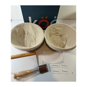 Kook Premium Banneton Proofing Set: 2 Rattan Baskets for Sourdough Bread Blades